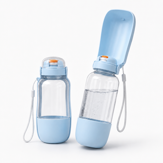 Blue 2-in-1 Portable Pet Water & Food Bottle