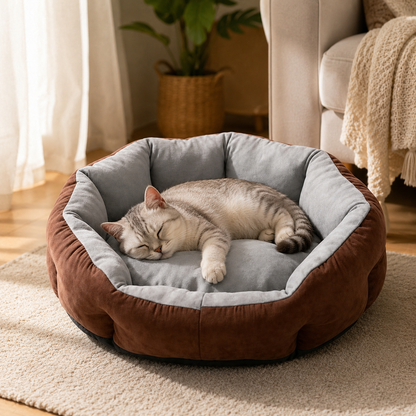 Brown&Gray Soft Pet Bed